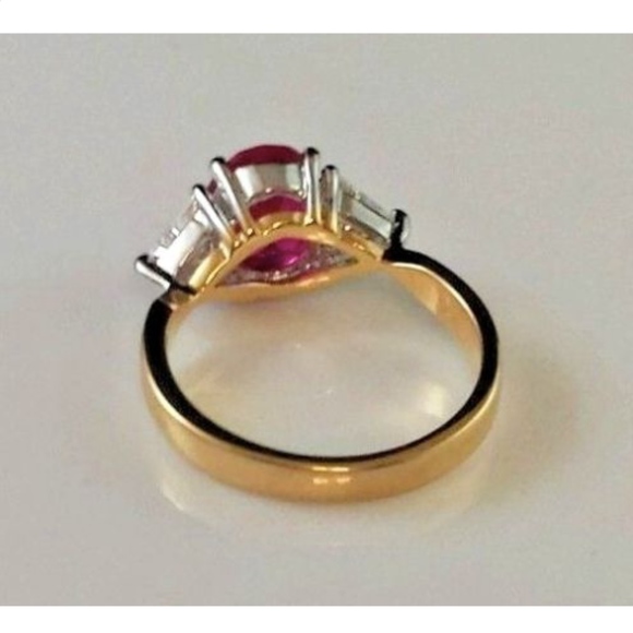 Gold Plated Cocktail Ring CZ 4 6 Valentines day - Picture 4 of 8